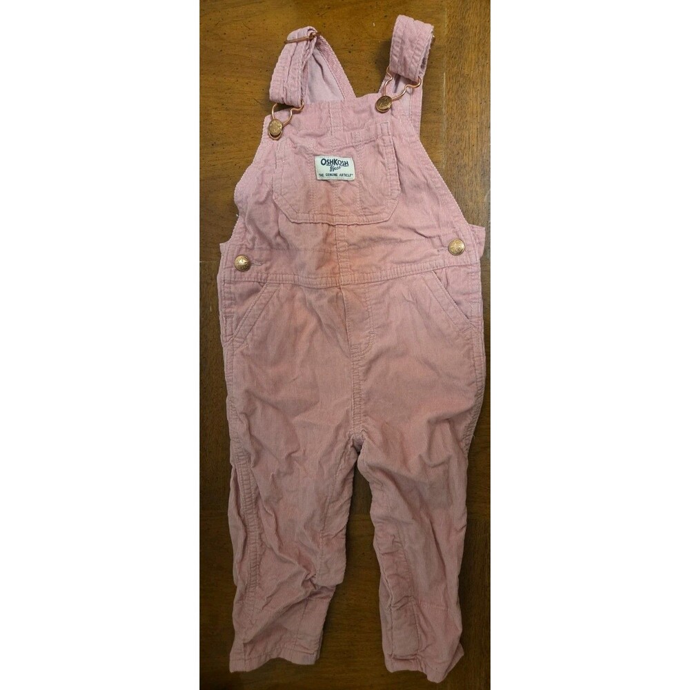 Oshkosh B’Gosh Corduroy Overalls Pink Size 18 Mo Girls Snaps Vintage